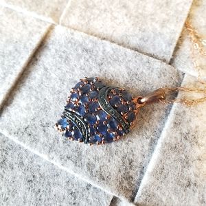 Sally • Asymmetrical Sapphire & Diamond Heart Pendant